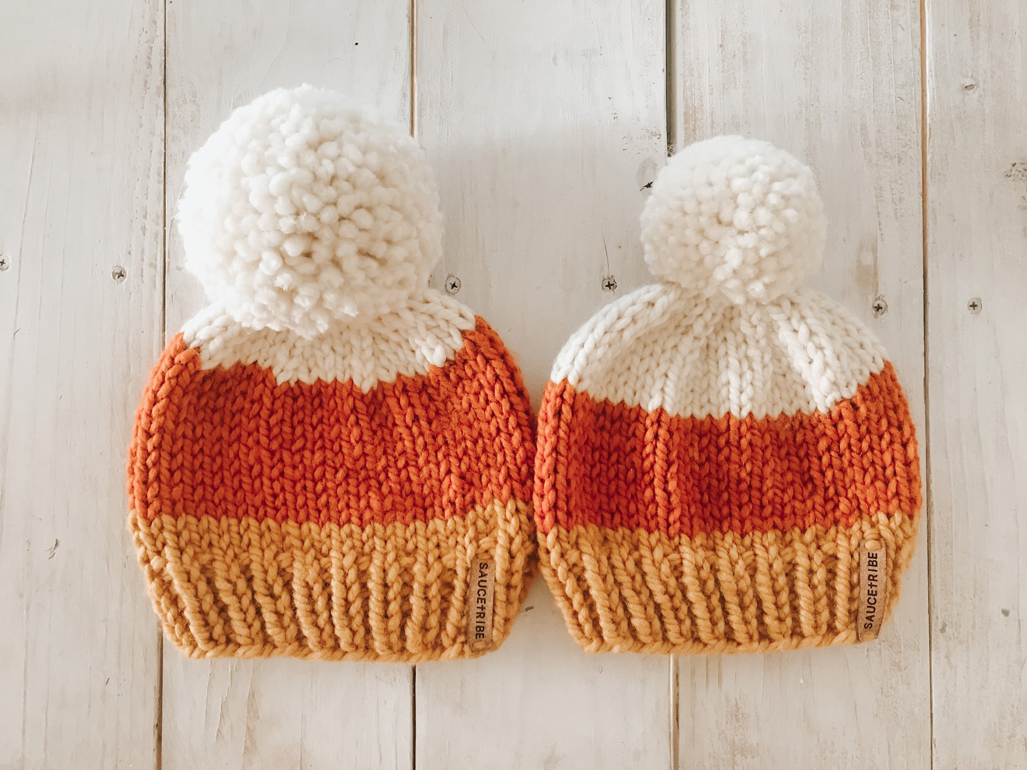 Candy corn knit hat