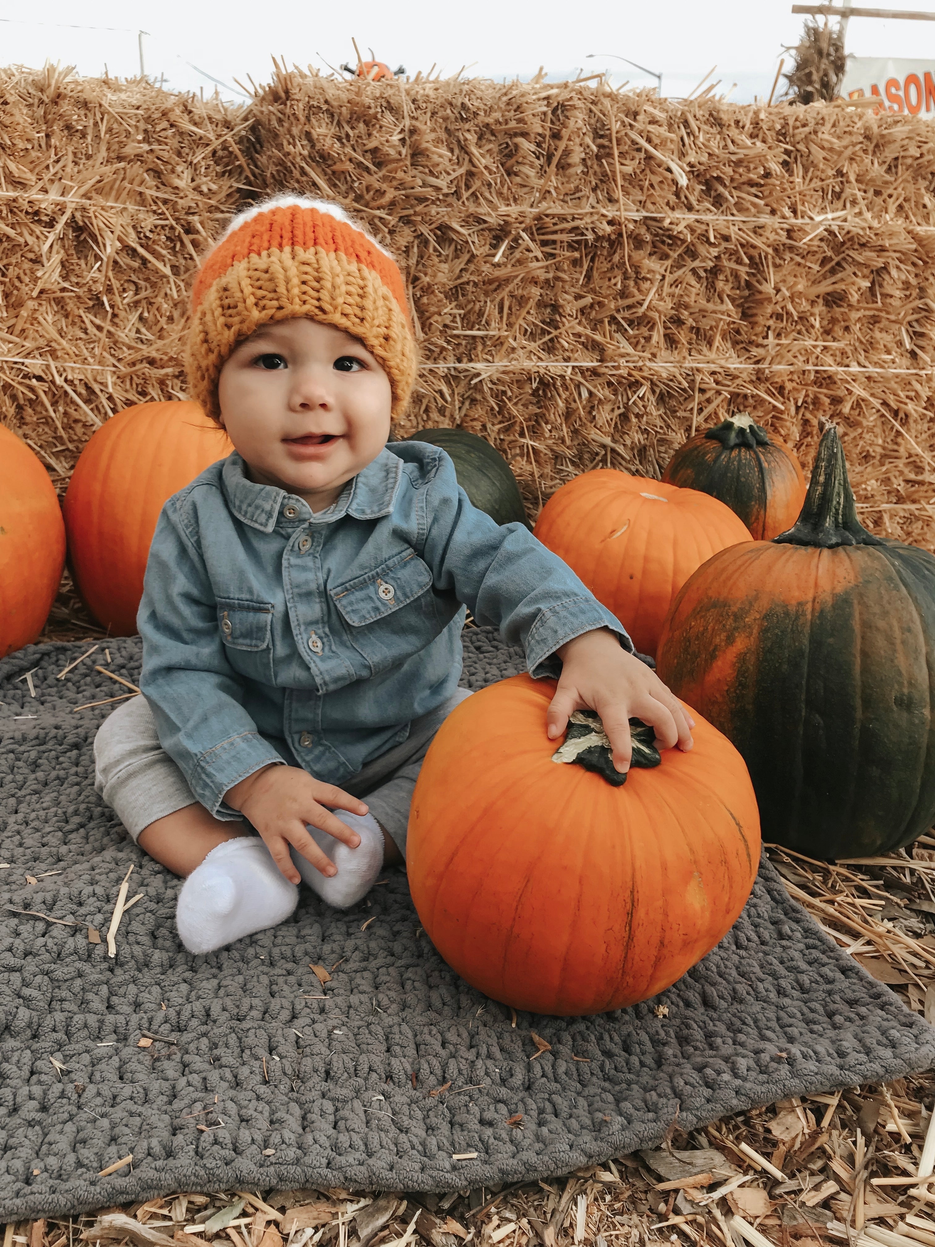 Candy corn knit hat