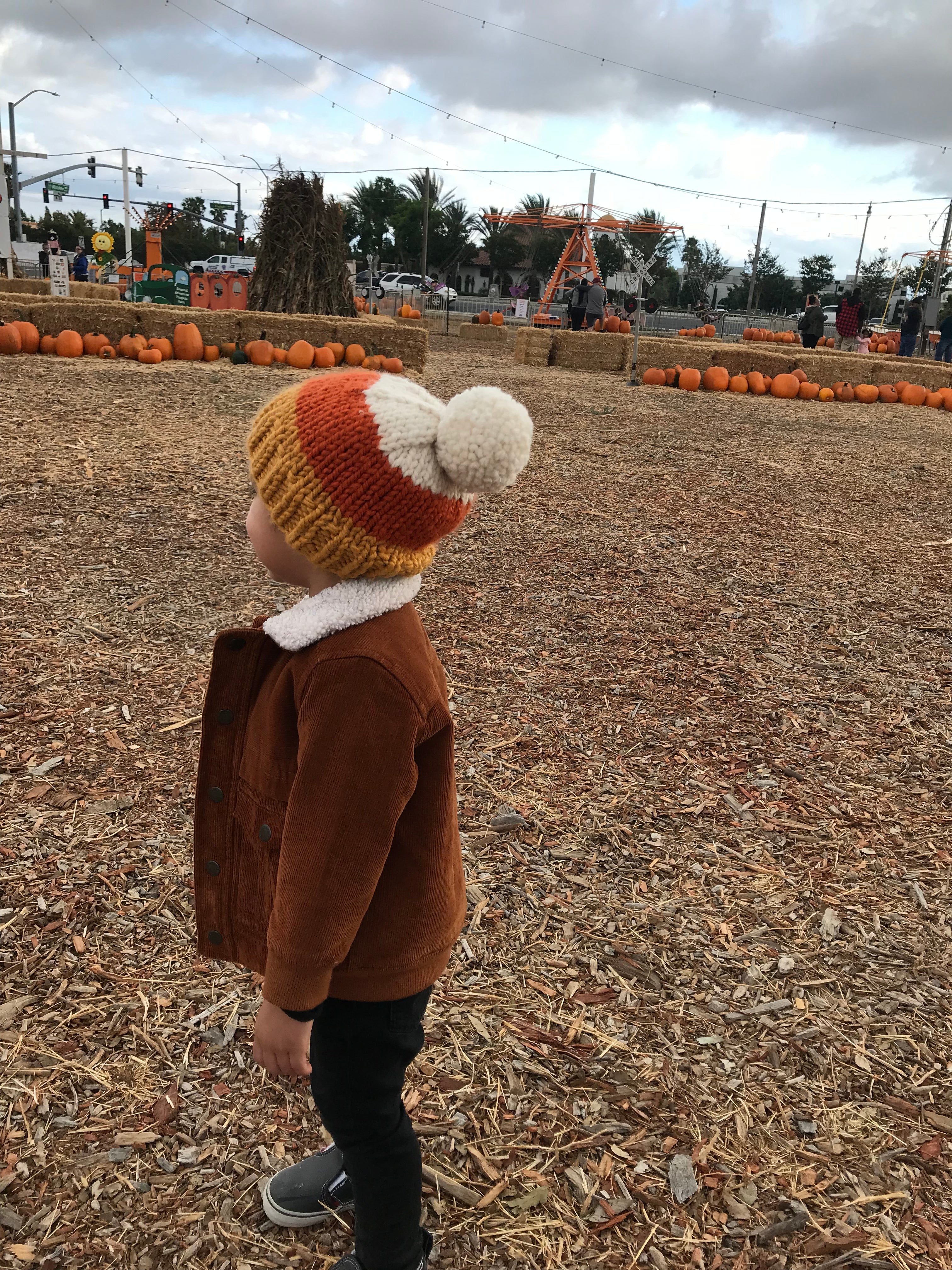 Candy corn knit hat